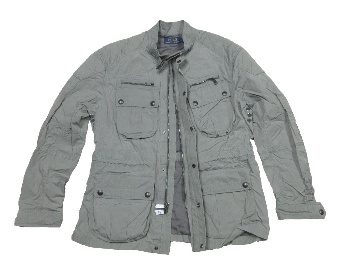 Polo Ralph Lauren ライトグレー ジャケット Polo Ralph Lauren Men's Metal Grey Utility Moto Full Zip Jacket