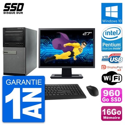 PC Tour Dell 7010 Bildschirm 27'' Intel G2020 RAM 16GB SSD 960GB Windows 10 Wifi