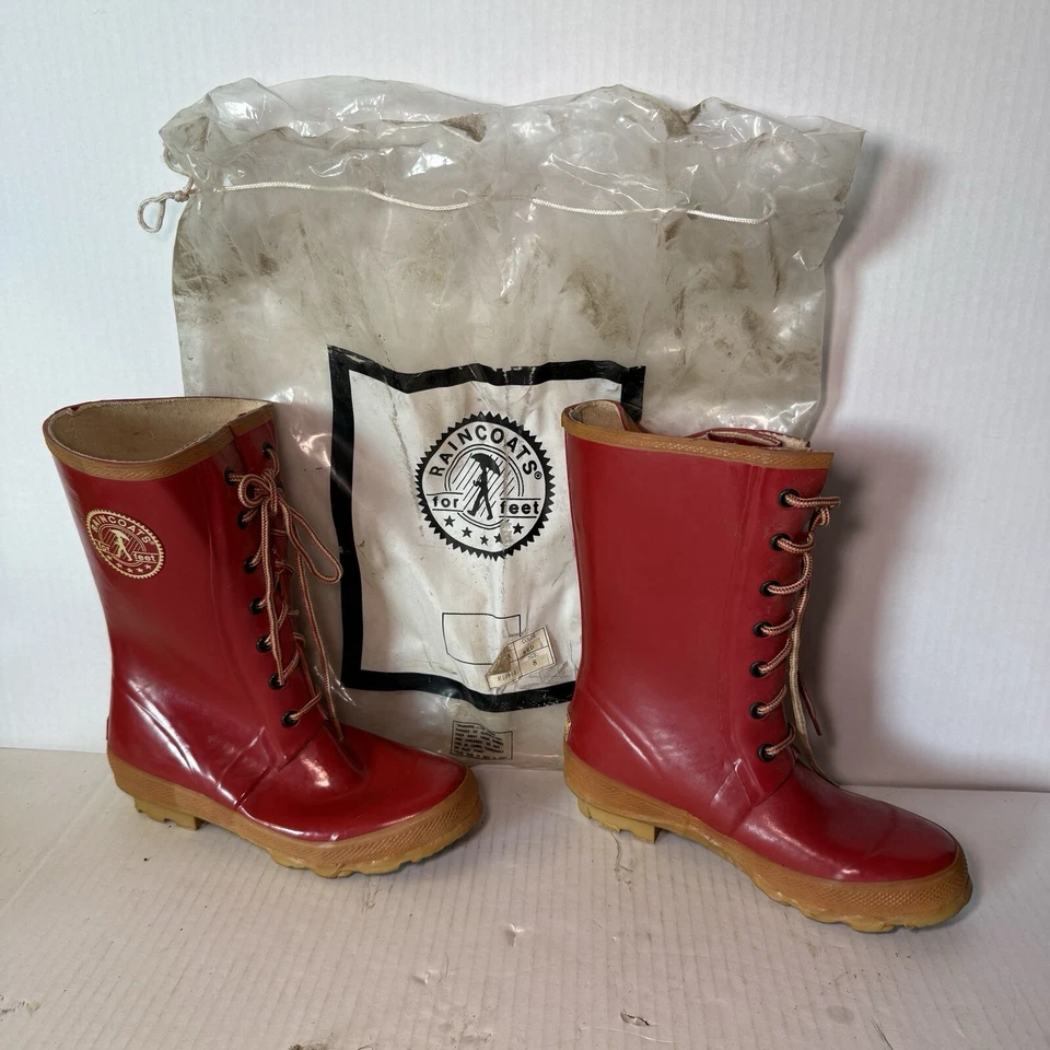 Botas de lluvia rojas vintage de los 80 para mujer talla 8 RARAS Foto 2 de 4