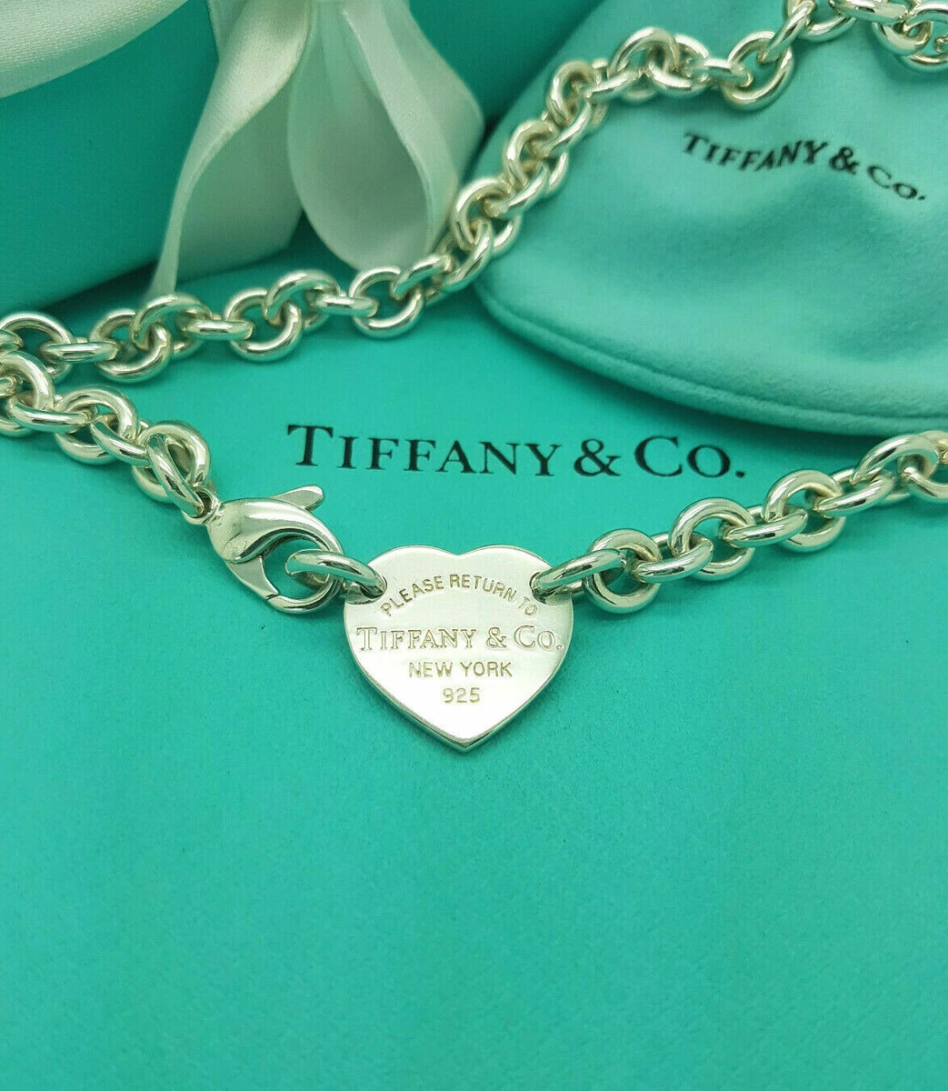 Return To Tiffany Co. Heart Tag Chain Link Silver Choker