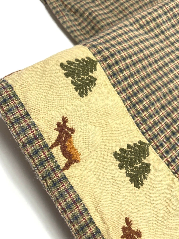 Juego de caza Park Designs cenefas de cabina cortinas vintage lodge a cuadros alce Foto 4 de 4