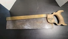 Vintage Brass Top Reuben Waxman London Danbury St. Woodworking Tapered Saw  14"