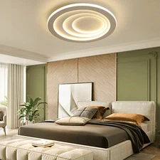 LED Ceiling Light White Pendant Lamp Chandelier Round For Living Room & Bedroom