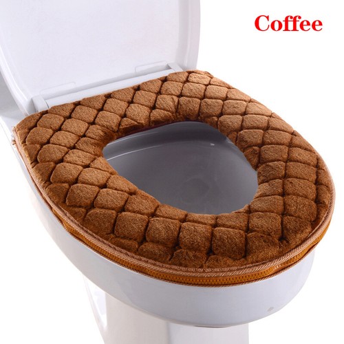 Cubierta de asiento de inodoro de baño de felpa suave lavable invierno colchoneta almohadilla cojín - Imagen 6 de 12