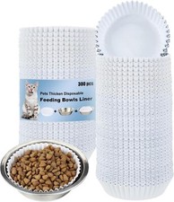 300 Pcs PET Disposable Feeding Bowls Liner Bulk White Cat Food Bowls Small Pa...