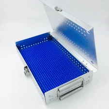 Aluminium Alloy sterilization tray case with one silicone mat surgical