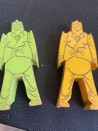 Set of 4 Vintage Wooden Toys Bill Ding Stacking Clowns - Various Colors - Picture 3 of 4