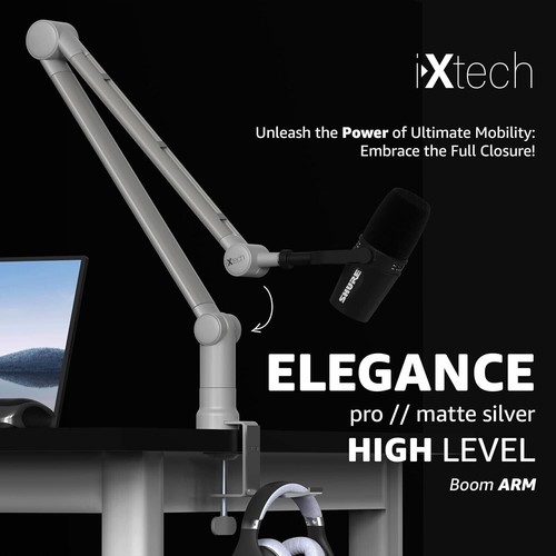 Brazo de pluma de micrófono IXTECH con montaje de escritorio, giratorio 360°, ajustable y plegable. - Imagen 5 de 9