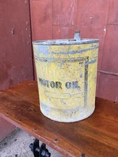 VINTAGE 1920's Motor Oil 5 GALLON Can GAS STATION RARE Garage Petro Country