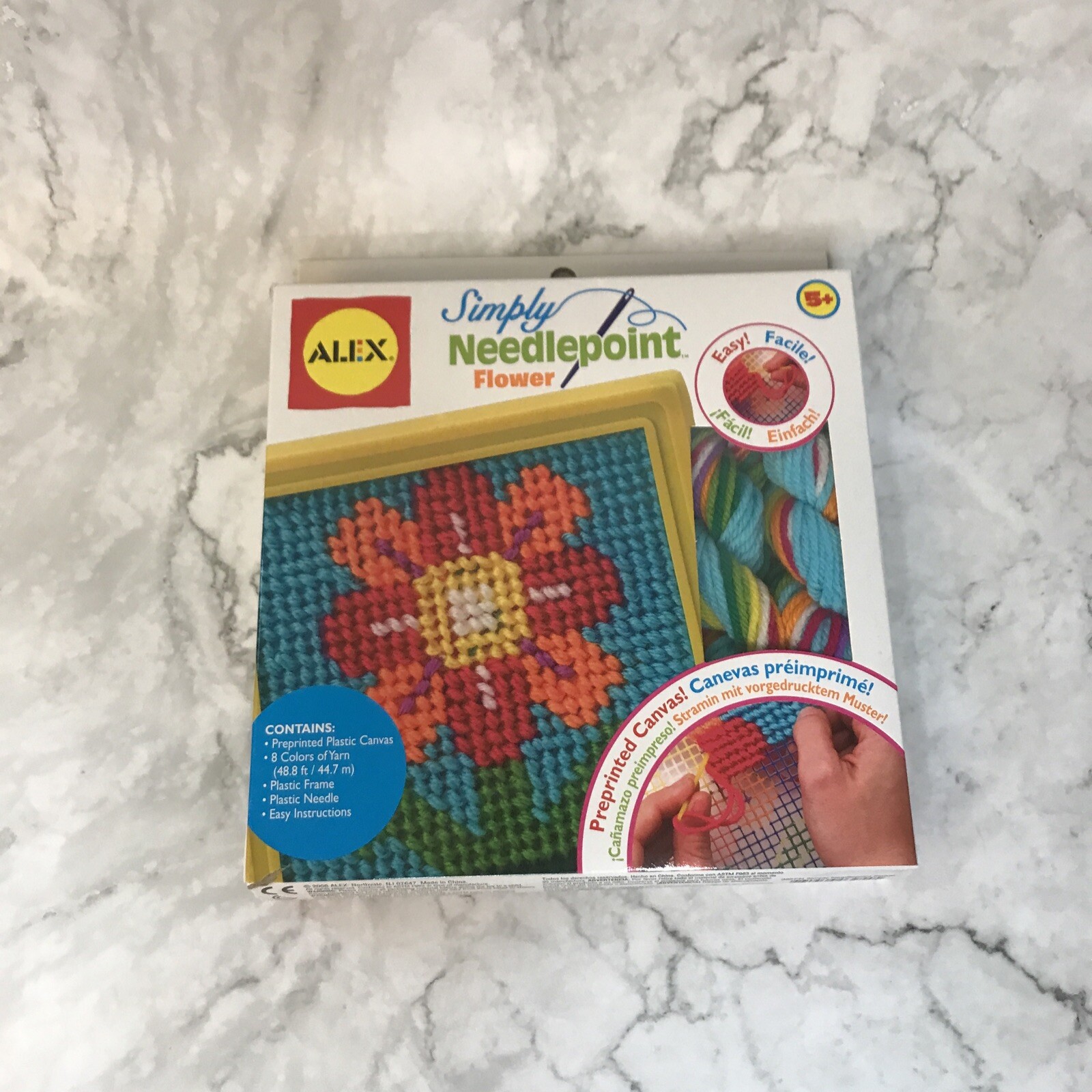 Simply Needlepoint Kit New Flower Blossom 7 x 7" Vintage Sti