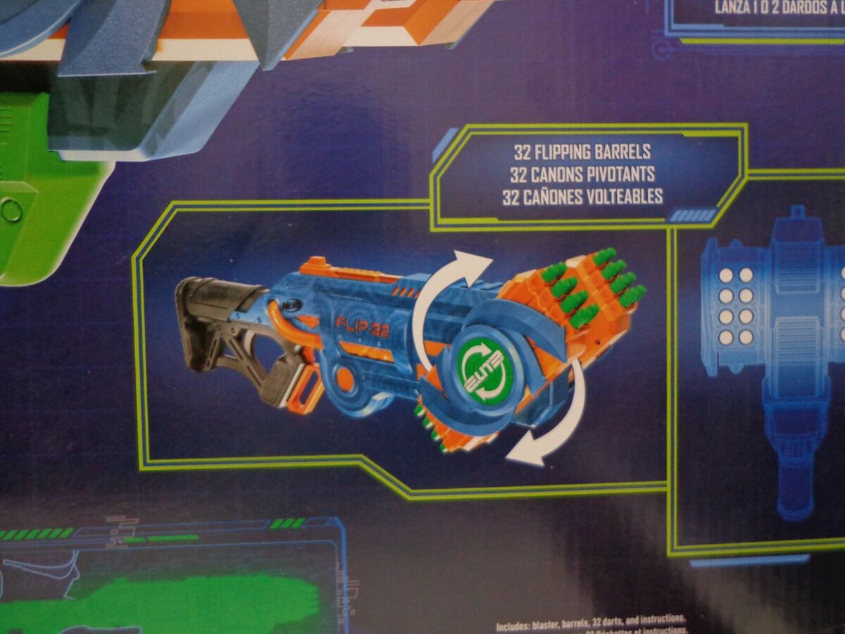 Nerf Elite 2.0 Flipshots Flip-32 Blaster, 32 Dart Barrels Flip to Double  Your Firepower, 32-Dart Capacity, 32 Nerf Darts 