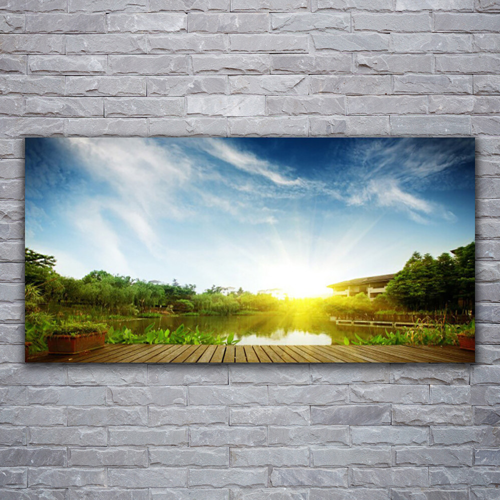 Image impression lac tableau en verre acrylique pour salon apaisant