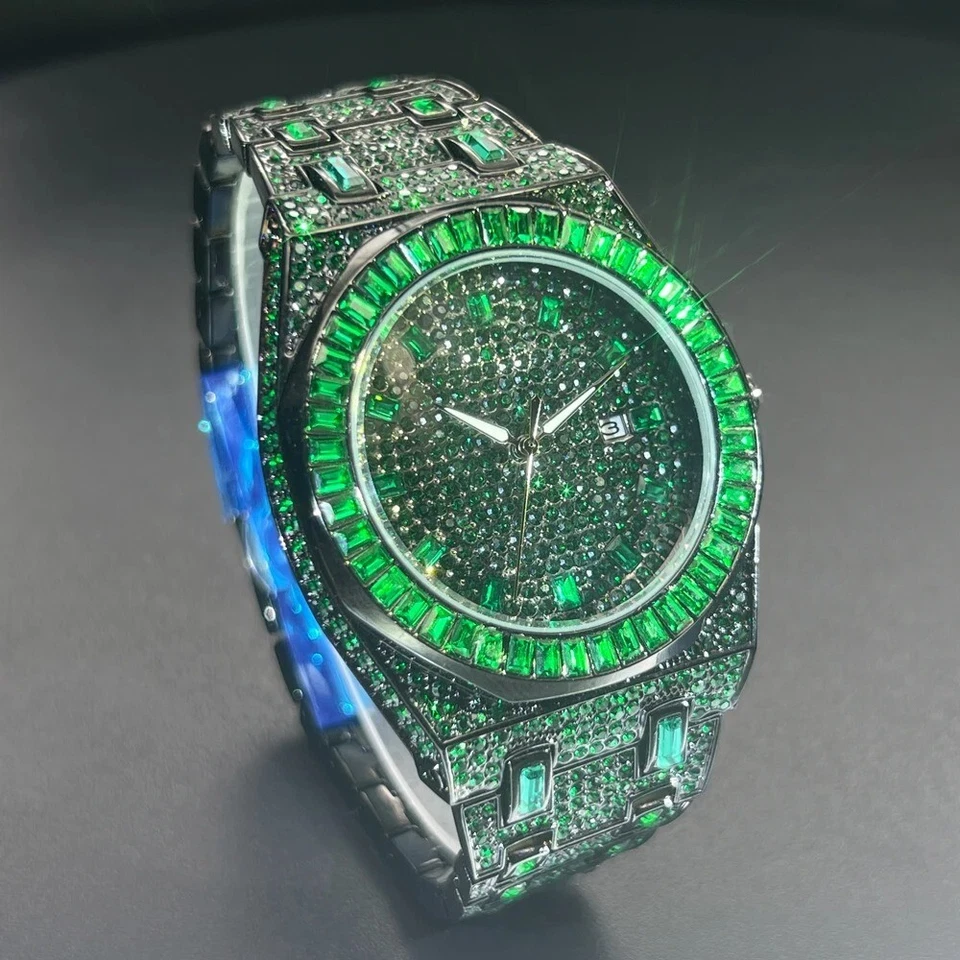 Mens Luxury Diamond Watch Hip Hop Unique Iced Out Luminous Wristwatch Gift - image 3 of 4