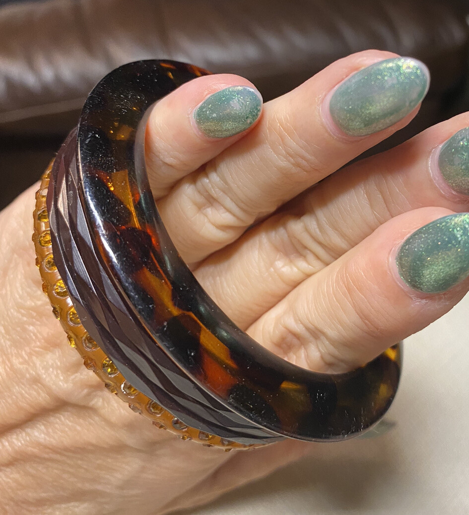 5 Authentic Vintage Bakelite Bangle-Tortoiseshell… - image 3