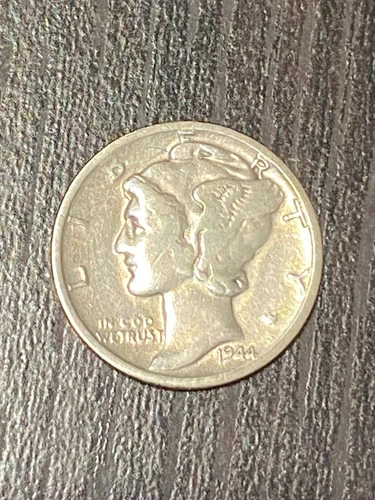 MERCURY DIME 1944-D COIN - VF(Very Fine) with 90% Silver & 10% Copper Content