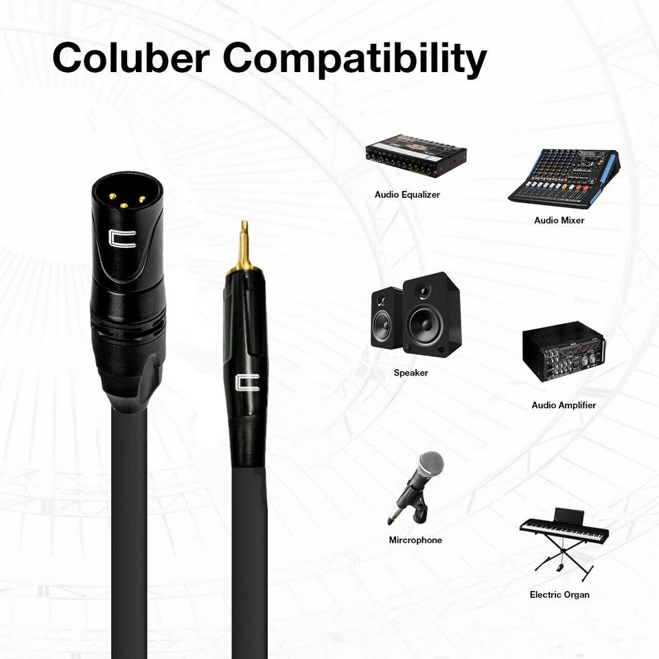 3-Pin XLR Male to 3.5 mm TS Unbalanced Mono Audio Cable Custom Length Color Cord - Image 3 of 4