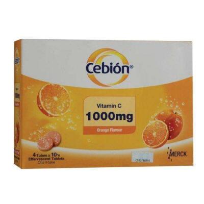 Cebion Vitamin C 1000mg Effervescent 4 Tubes X 10's Oral intake Orange Flavor 