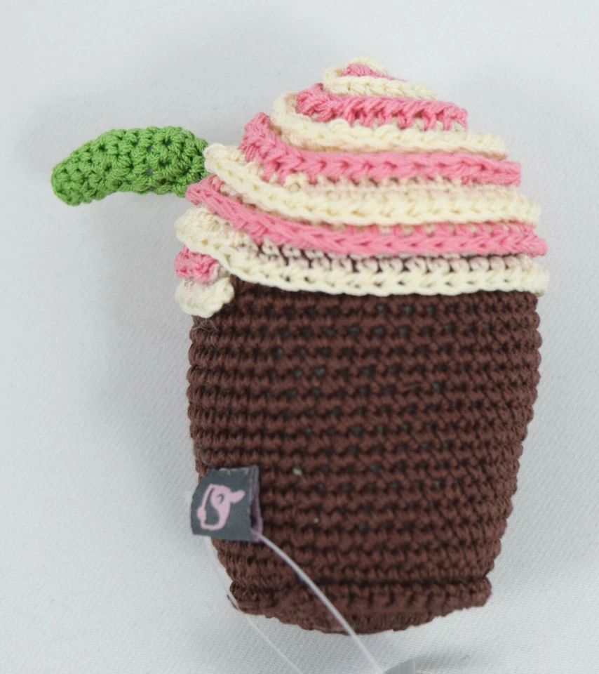 Juguete chirriante de ganchillo de algodón para limpieza de dientes de perro para perros pequeños - Café Foto 3 de 4