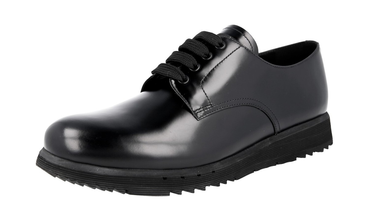 PRADA Leather Sneakers x Derby Dress Lace-Up Shoes - Black  display picture 1