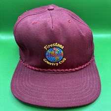 VTG RARE New Era Firestone Country Club, Akron, Ohio Maroon Adjustable Hat - USA