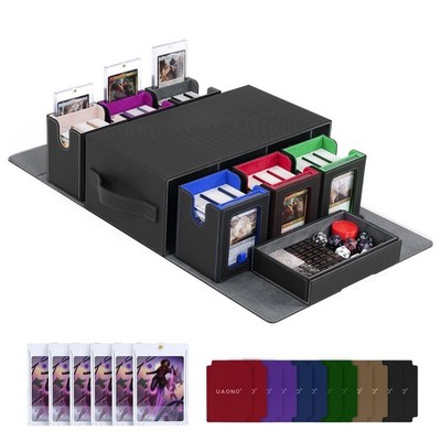 UAONO Commander Deck Box for MTG, 6-Deck Modular Card Case with Dice Tray Hol...