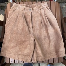 Vintage Forenza Lerner NY Brown / Tan Leather Shorts Size 10