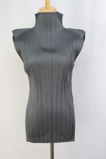 PLEATS PLEASE Gray High Neck Sleeveless Top 106 9929