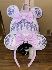 Loungefly Minnie Mouse Wisteria Ears Floral Scented Mini Backpack & Headband