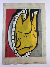 Roy Lichtenstein COA Art Painting Original Drawing Vintage Paper Signed