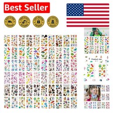Vibrant Temporary Tattoos Set for Kids - 60 Sheets of Space  Animal Designs