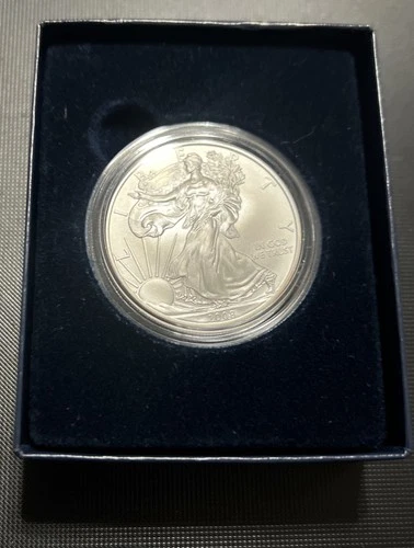 2008 American Silver Eagle BU 1 Oz Coin US $1 Dollar Uncirculated . In Box & Pap