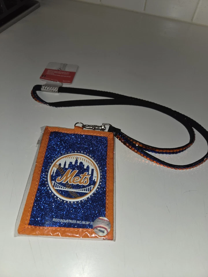 MLB New York Mets ID Wallet Holder Beaded Lanyard Licensed NEW - Image 2 of 4