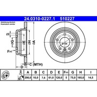 Bremsscheibe ATE 24.0310-0227.1 (2 Stk.) FüR BMW 5Er