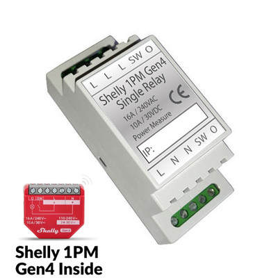 Shelly 1PM GEN4 - DIN Rail - Single Relay and Meter WiFi/Matter/Zigbee/Bluetooth