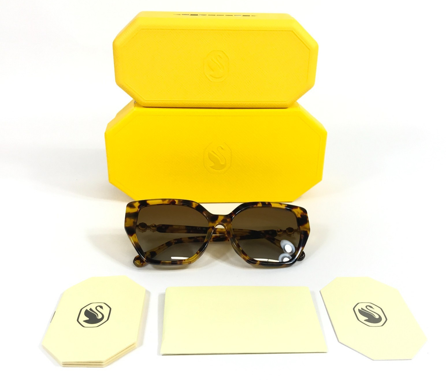 Swarovski Sunglasses SK6016F 1004T5 Tortoise Crystals Asian Fit w/ Brown Lenses