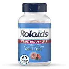 Rolaids Chewable Antacid Tablets  Gas, Acid Indigestion Berry, 60 Count