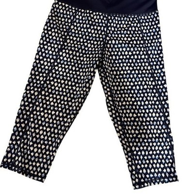 Active Capri Leggings Blue White Print Athletic Yoga Pants