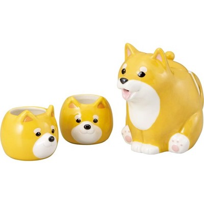 sun art Shiba Inu parent and child tea set: teapot & 2 teacups