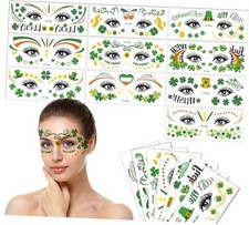 10Pcs St Patricks Day Face Tattoos Stickers for Women Men,Green Face Glitter