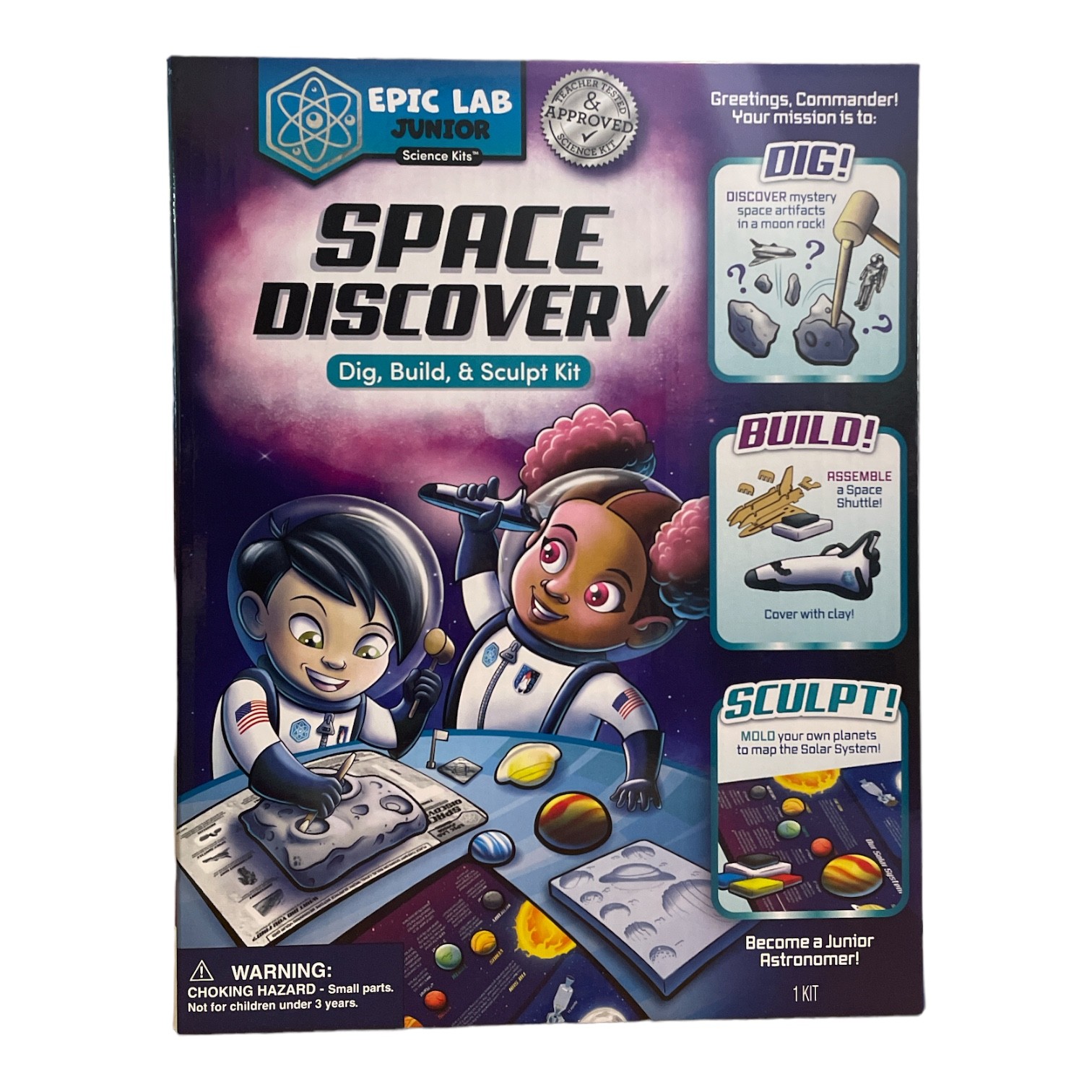 Набор Epic Lab Junior Kids Space Discovery STEM Science Kit - Копай, строй и лепи, 6+