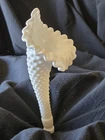 Fenton Hobnail Epergne White Milk Glass Horn