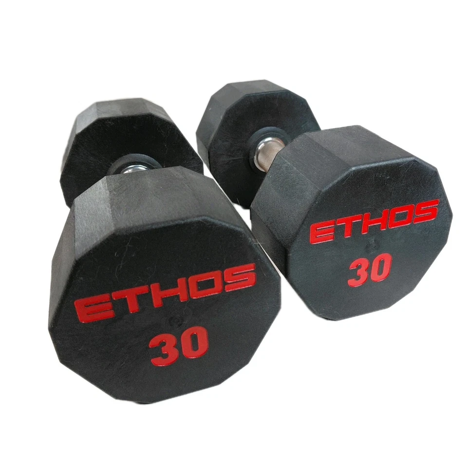 Ethos Dumbell Set 30 Lb Rubber Hex Rubber Coated. - Image 2 of 4
