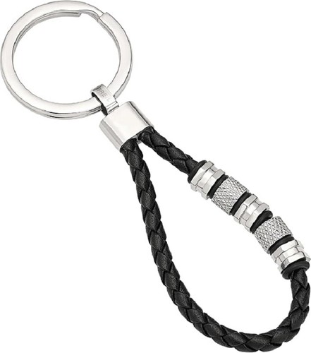 Portachiavi BREIL WANDERLUST TJ3375 Acciaio Pelle intrecciata nero - Foto 1 di 1