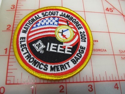 2001 Jamboree collectible Electronics Merit Badge 3'' round patch (m6)
