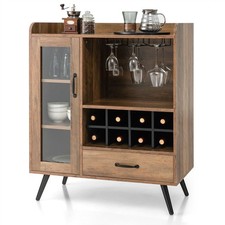 Wooden Wine Cabinet Buffet Sideboard with Removable Wine Rack and Glass Holder