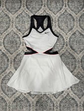 Nike Court Slam Dri-fit Tennis Dress II6186-100 Mesh Open Back Shimmery Size L