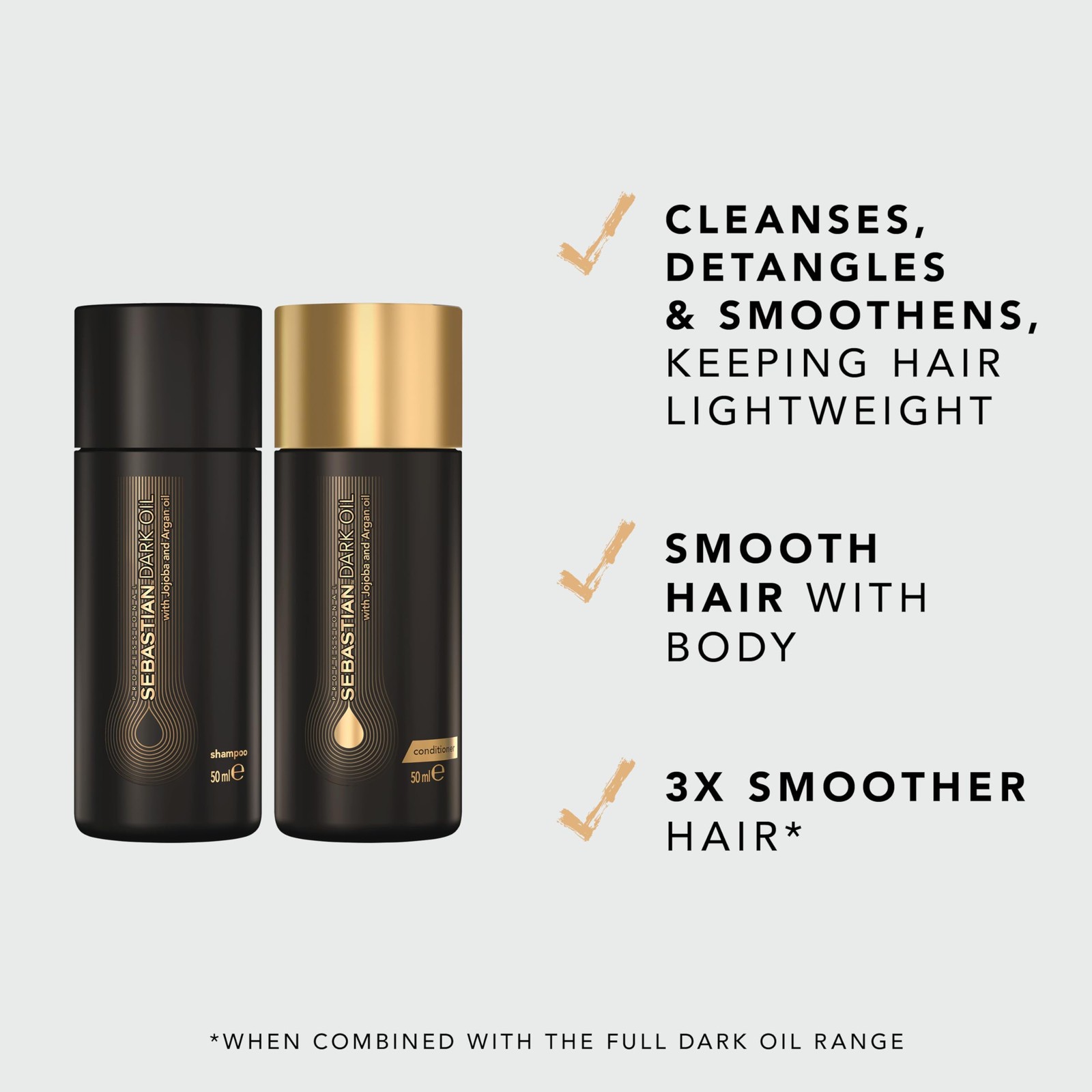 Sebastian Dark Oil Lightweight Shampoo & Conditioner Set - Jojoba Argan Oils