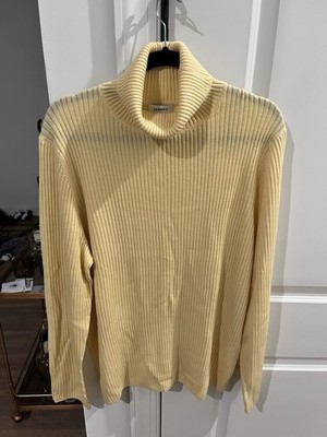 Sandro Yellow Ribbed Knit Turtleneck Wool Blend Pullover Sweater Men s Large 