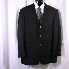 Austin Reed London Black 3 Gold Button Blazer Mens 40R Sports Coat USA