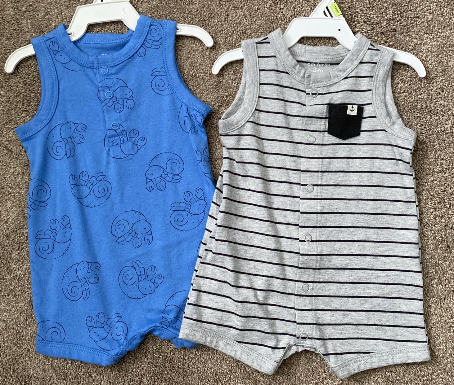 NWOT Baby Boy’s Carters 3 Month-2 Rompers Set